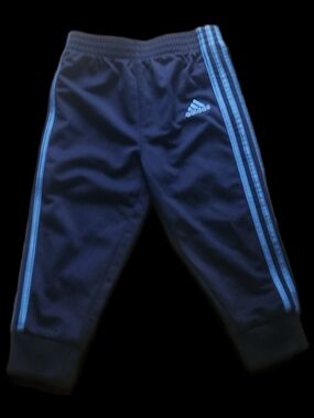 #KI38 Adidas Youth Navy Joggers with Light Blue Stripes